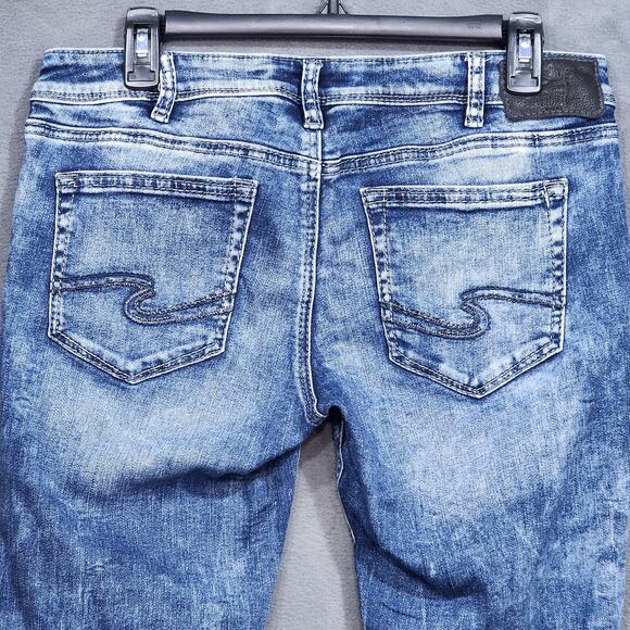 Silver Jeans AIKO Mid Ankle Skinny Mid Rise Jeans Raw Hem 30x27 - Picture 4 of 12